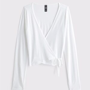 Abercrombie YPB Women’s White mesh Wrap-Front Long Sleeve Top medium